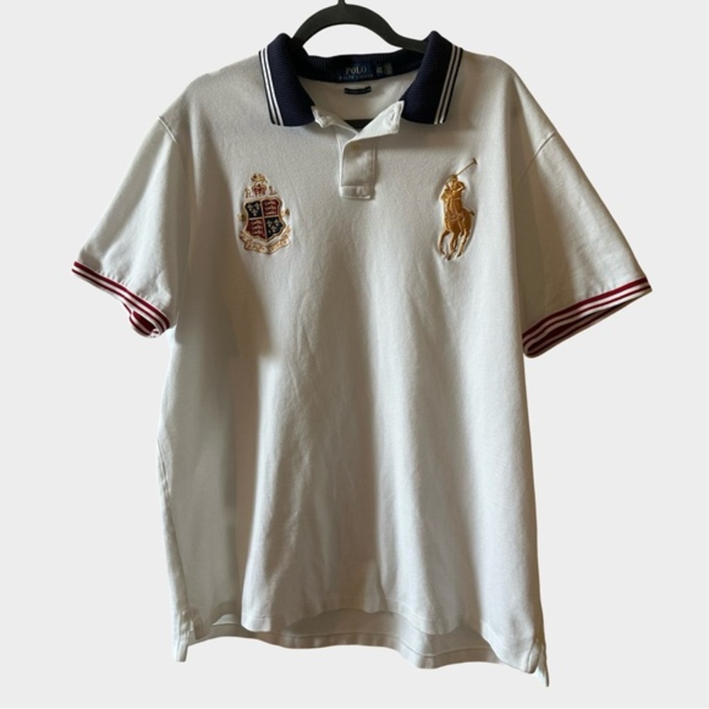 Polo Ralph‎ Lauren White Big Pony Crest Polo Shirt XXL Custom Slim Fit - Picture 2 of 11
